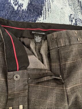 Zac & Rachel Charcoal Plaid Dress Pants with Subtle Windowpane